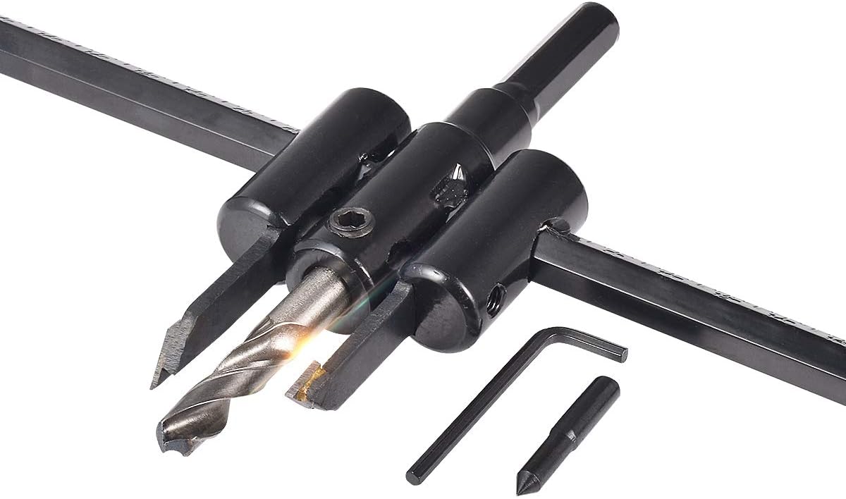 KATUR 30mm to 300mm Adjustable Circle Hole Cutter Saw Kit, Wood Drywall