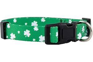Native Pup St Patricks Dog Collar- Saint Patrick Green Shamrock Pet Collars- St. Patrick’s Lucky Irish- Cute Boy Girl Puppy Gift- Adjustable for Small, Medium, Large Breeds (Lucky Shamrock, Large)