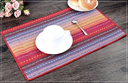YOLALA Cotton Placemats Set of 4 Heat-resistant Insulation Non-slip Table Cloth Colorful Mats 12x18 inches