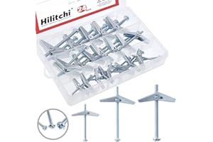 Hilitchi 24-Pcs 1/4" 3/16" 1/8" Molly and Toggle Bolt Assortment Kit Zinc Plated Steel Philips Round Head Toggle Wing Nut Bol