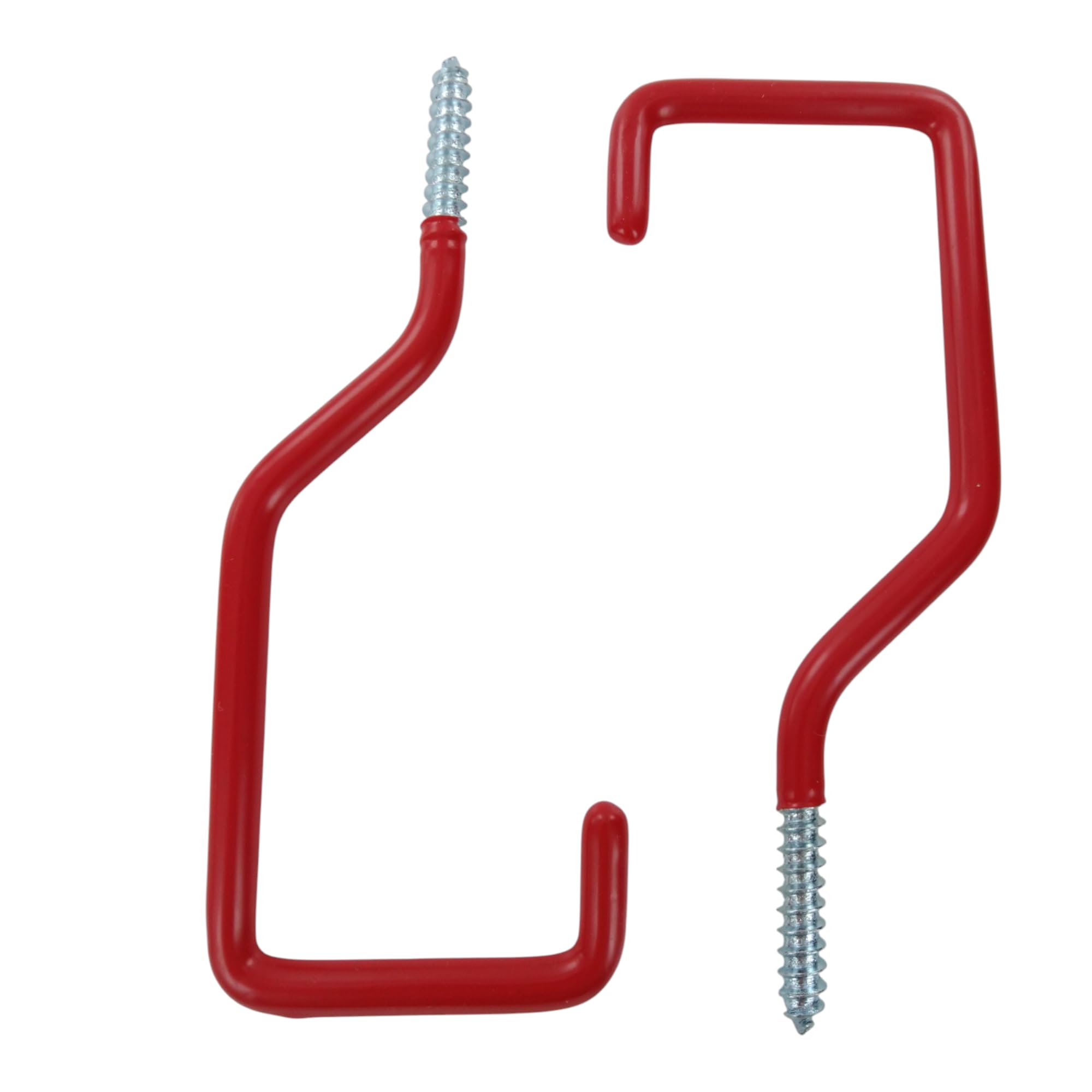 Merriway BH04771 (2 Pcs) Red Plastic Coated Utility Shed Garage Storage Hooks - Pack of 2 Pieces