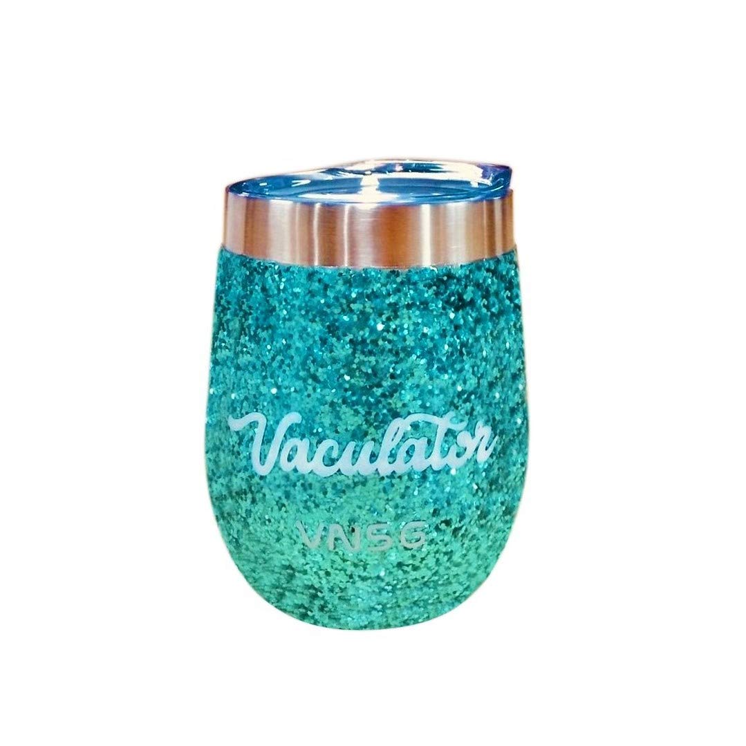 VNSG Vaculator Tumbler and Bottle┃Handmade Decoration with Glitters and Epoxy Coating┃12oz Vacuum Insulated Cup With Lid┃Travel Wine Tumblers┃Stemless Wine Glasses┃25oz Bottles (Green Tumbler)
