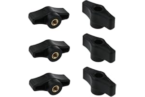 yukata 6 PCS Black Thru Knobs Plastic and Stainless Steel 1/4inch knobs Wing nut knob Clamping Nuts Threaded knob t Track Accessories for lathes, Machinery, Instrumentation