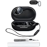 Case for Soundcore by Anker Space A40 Adaptive Active Noise Cancelling Wireless Earbuds,Soft Protective,BOVUGAC Silicone Case Cover For Soundcore space A40 with Keychain & Cleaning Kit & Lanyard-Black