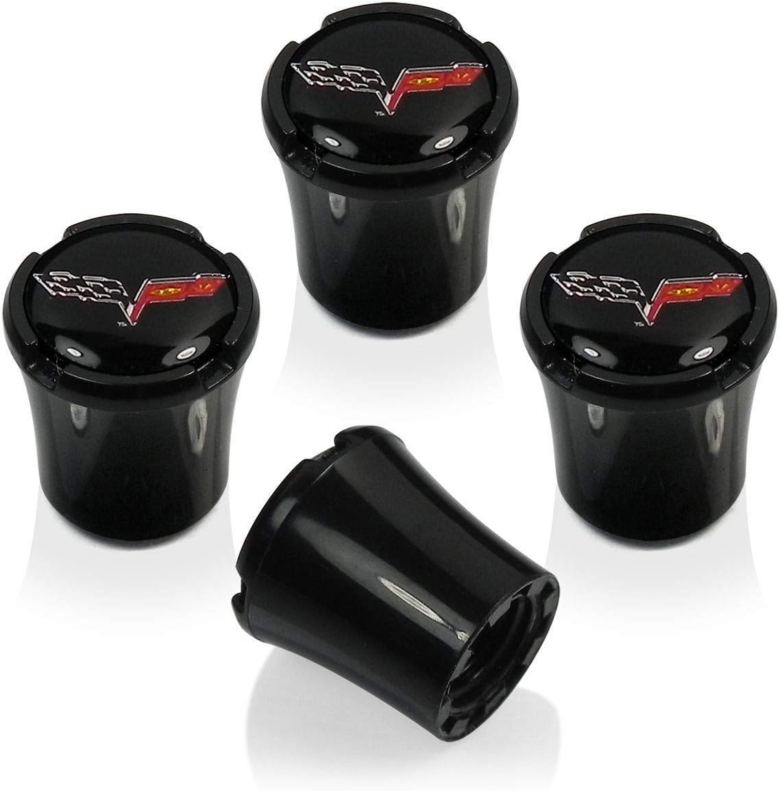 Foxxi 4X Black Wheel Tyre Tire Air Valve Caps Stem Cover Corvette Z06 C6 C7 For Chevy Corvette