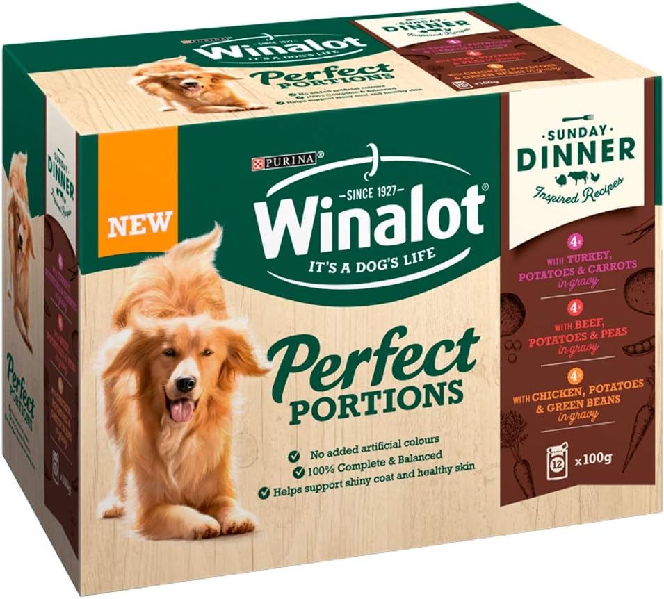 WINALOT Sunday Dinner Mixed in Gravy Wet Dog Food 12x100g, red, 1.2 kg (Pack of 1)