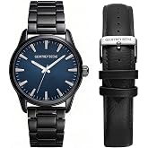 Geoffrey Beene Men's Watch Set with Strap and Bracelet | 42mm Round Case, Sunray Dial