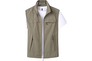 Mens Lightweight Summer Vest Casual Travel Hiking Outdoor Utility Jacket Plus Size Sleeveless Zip up Vests with Pocket
