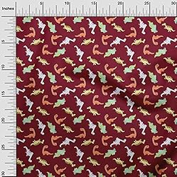 oneOone Viscose Jersey Maroon Fabric Colorful
