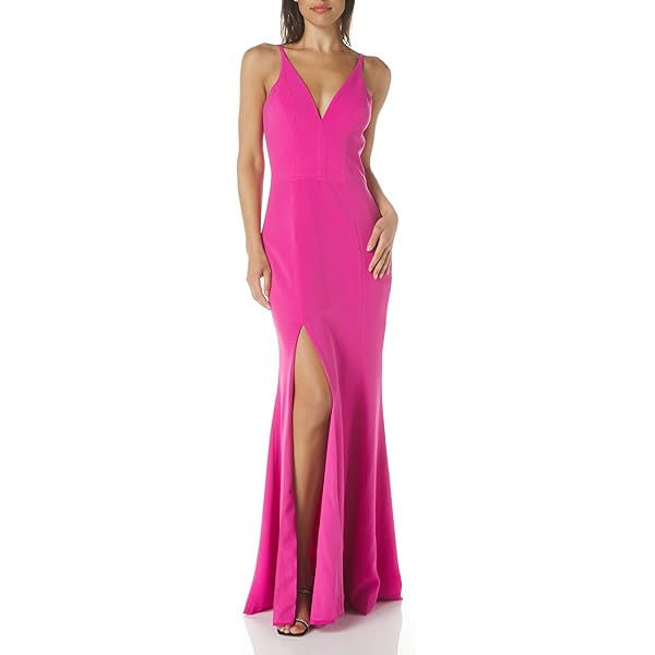 strapless open back dress Dress The Population Jordan Plunge Neck Gown - Rouge main image 1