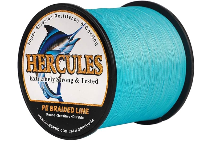 HERCULES Cost-Effective Super Cast 8 Strands Braided Fishing Line 10LB to 300LB Test for Salt-Water,109/328/547/1094 Yards(100M/300M/500M/1000M),Diam.#0.12MM-1.2MM,Hi-Grade Performance,Variety Colors