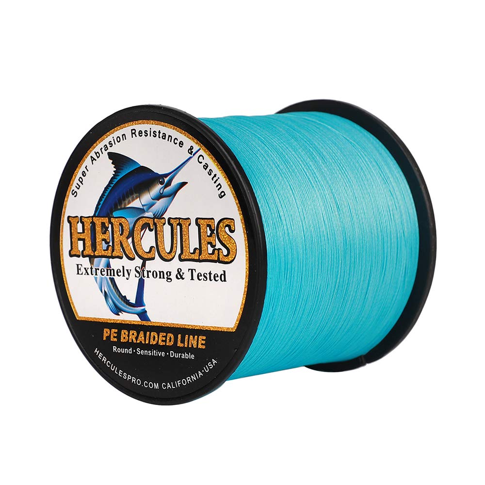 Hercules Super Cast 500M 547 Yards Braided Fishing Line 80 LB Test for Saltwater Freshwater PE Braid Fish Lines Superline 8 Strands - Blue, 80LB (36.3KG), 0.48MM