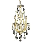 Elegant Lighting 2801D12G/Rc Royal Cut Clear Crystal Maria Theresa 4-Light, Single-Tier Crystal Chandelier, Finished in Gold 