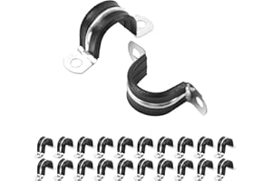 JDHGSHL 3/4 Inch Reinforced Rigid Pipe Strap, 20 PCS 2 Holes U Bracket Cable Clamp Hanger, Rubber Cushioned Insulated Clamp, Conduits Strap Clamps for Pipe Fixing on Various Surfaces(20mm)