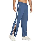 Deyeek Mens Tear Away Basketball Pants 2 Side Zippers Snap Off Full Open Down Sweatpants Leg Post Surgery Pant with Pockets