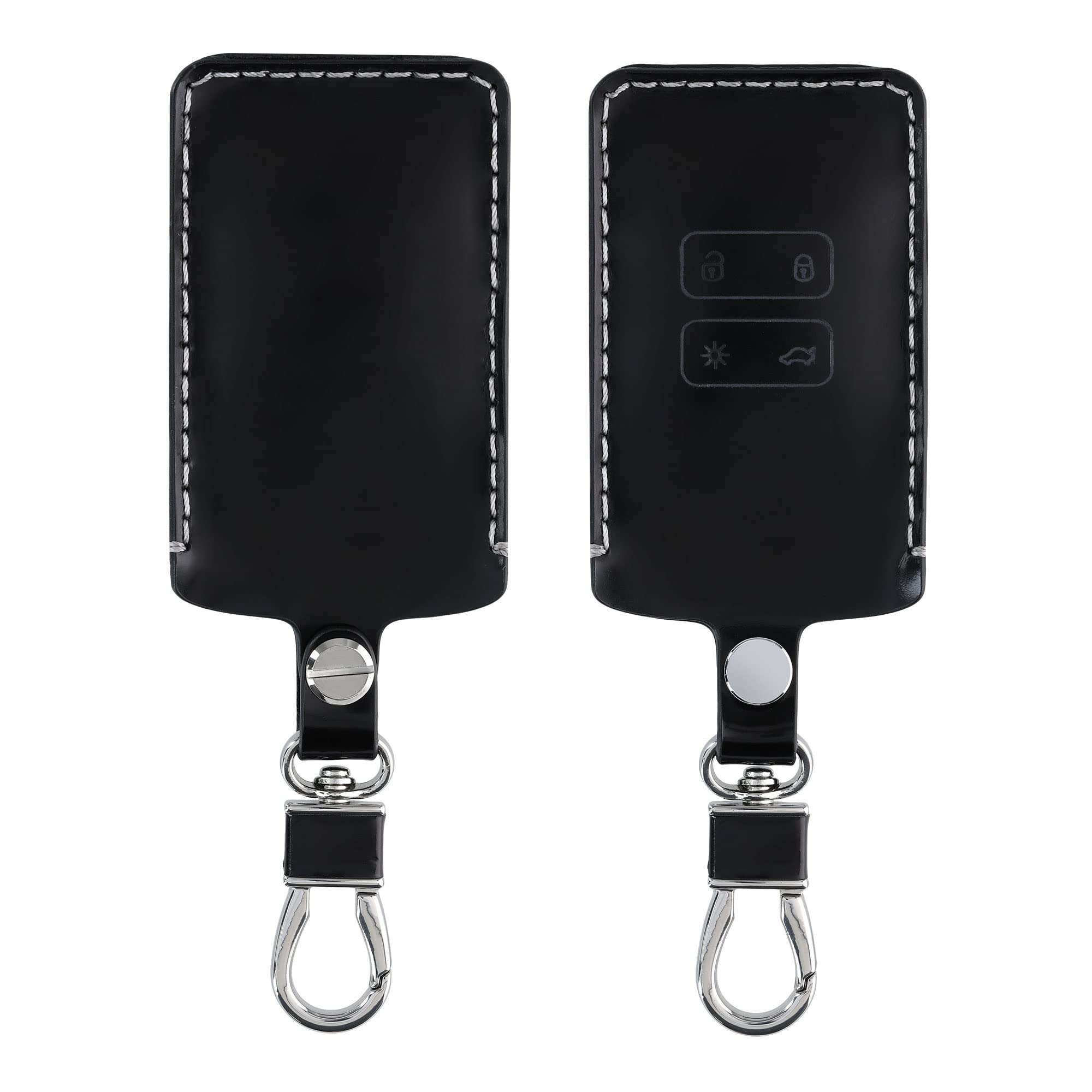 Kwmobile Key Cover Compatible with Renault 4 Button Car Smart Key (Keyless Go) - Faux Leather Fob Protector - Black High Gloss
