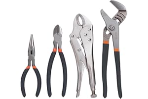 iCrimp Plumbing Tool Kit, includes Pipe Wrench, Locking Pliers, Diagonal Cutting Pliers, Long Nose Pliers, All-in-One Solution for Plumbing Jobs