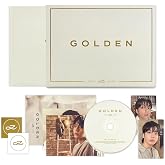 JUNGKOOK - [GOLDEN] (SOLID Ver.) Book Case + Photo Book + CD &amp; CD Envelope + Post Card + Poster + Photo Card + Symbol Sticker + Contents Envelope + 2 Extra Photocards
