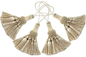 BEL AVENIR Set of 4 Tassel for Craft Elegant Polyester Tassels for Pillow Key Tassel DIY Accessories for Curtain and Home Decor- Beige