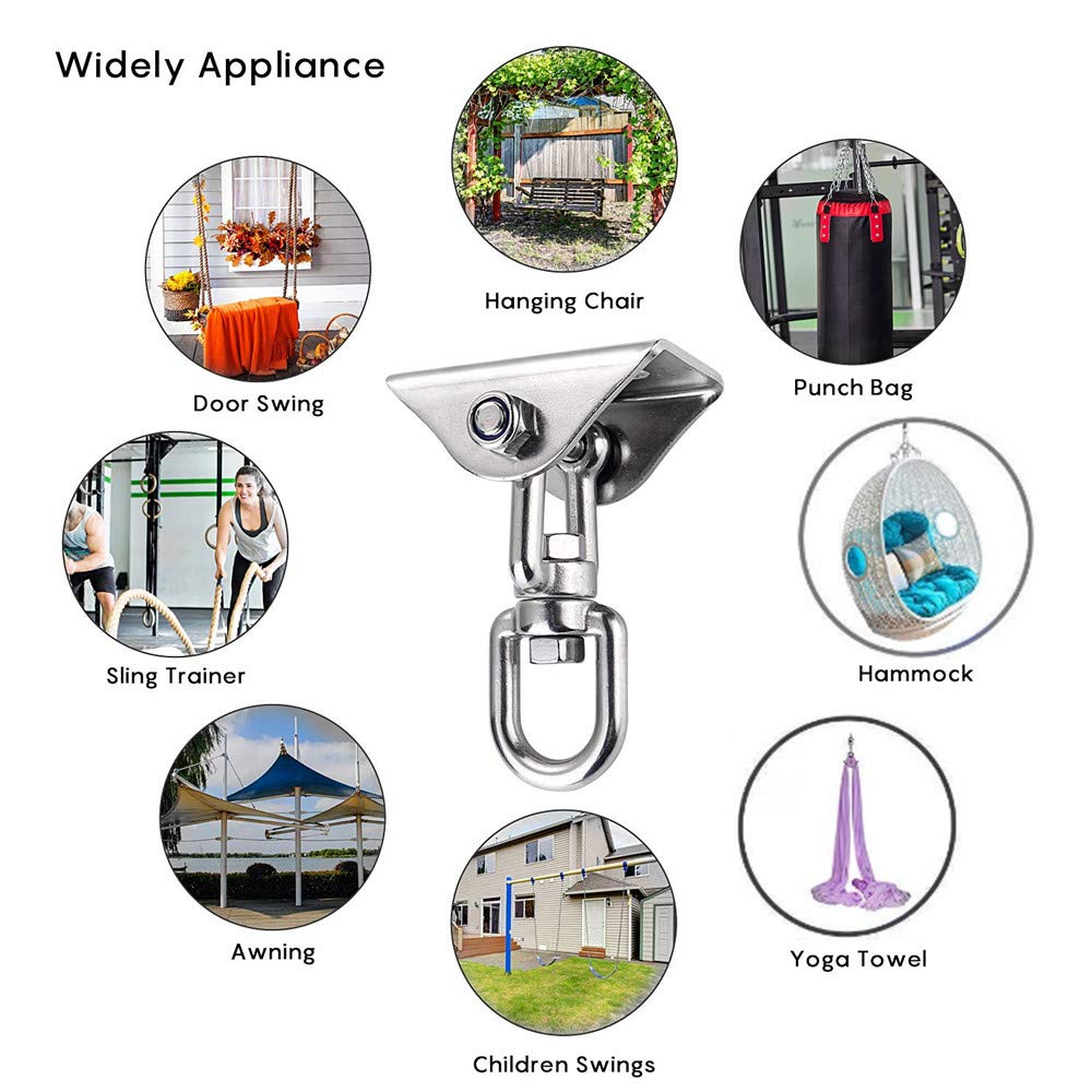 360°Drehen Deckenhaken 304 Edelstahl 450KG Kapazität mit M8 Karabiner