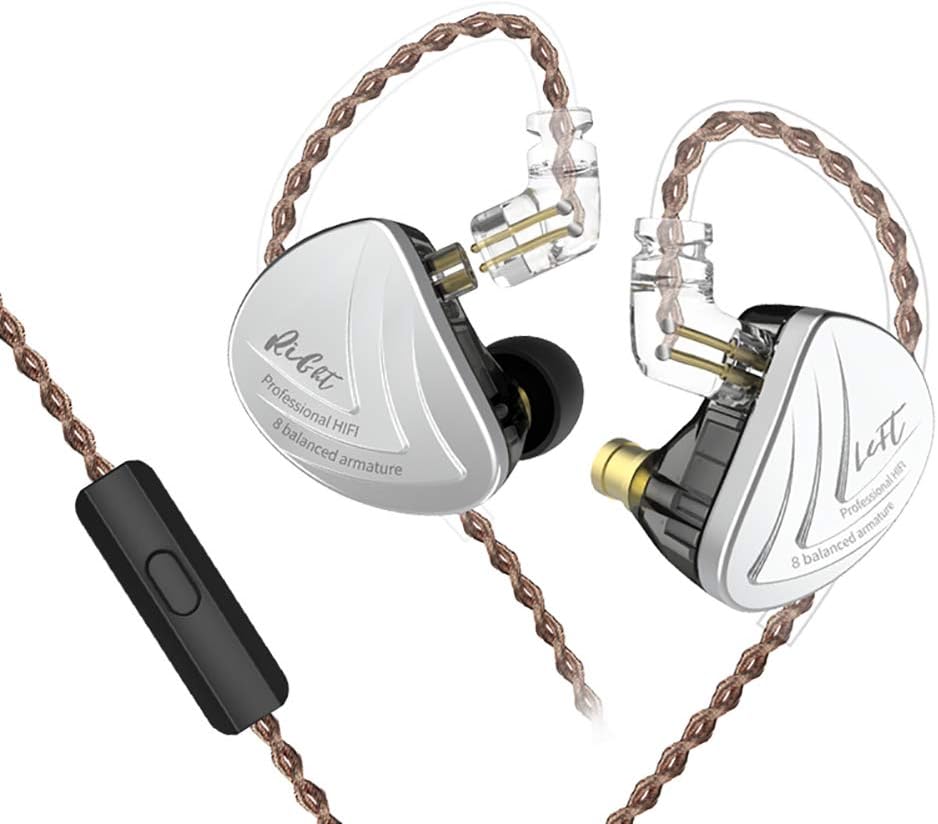 KZ AS16 Pro 8 Balance Armatures in-Ear Monitor Headphones, KZ 2022 New HiFi Music Earbuds Earphones for Studio Recording, Stereo Sound Gaming Earbuds Positioning Headsets (with MIC, Black)