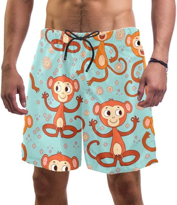 LORVIES Monos Divertidos Dibujos Animados Shorts de Playa para Hombre