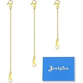 Jewlpire 18K Gold Plated Necklace Extenders for Women, 1.5mm Chain Extender for Necklaces, 18K Gold Plated Jewelry Extenders for Necklaces Bracekelts Anklets (2/3/4 inches)