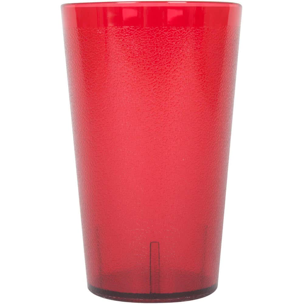 Photo 1 of 32 oz. (Ounce) Restaurant Tumbler Beverage Cup, Stackable Cups, Break-Resistant Commmerical Plastic, Set of 4 - Red