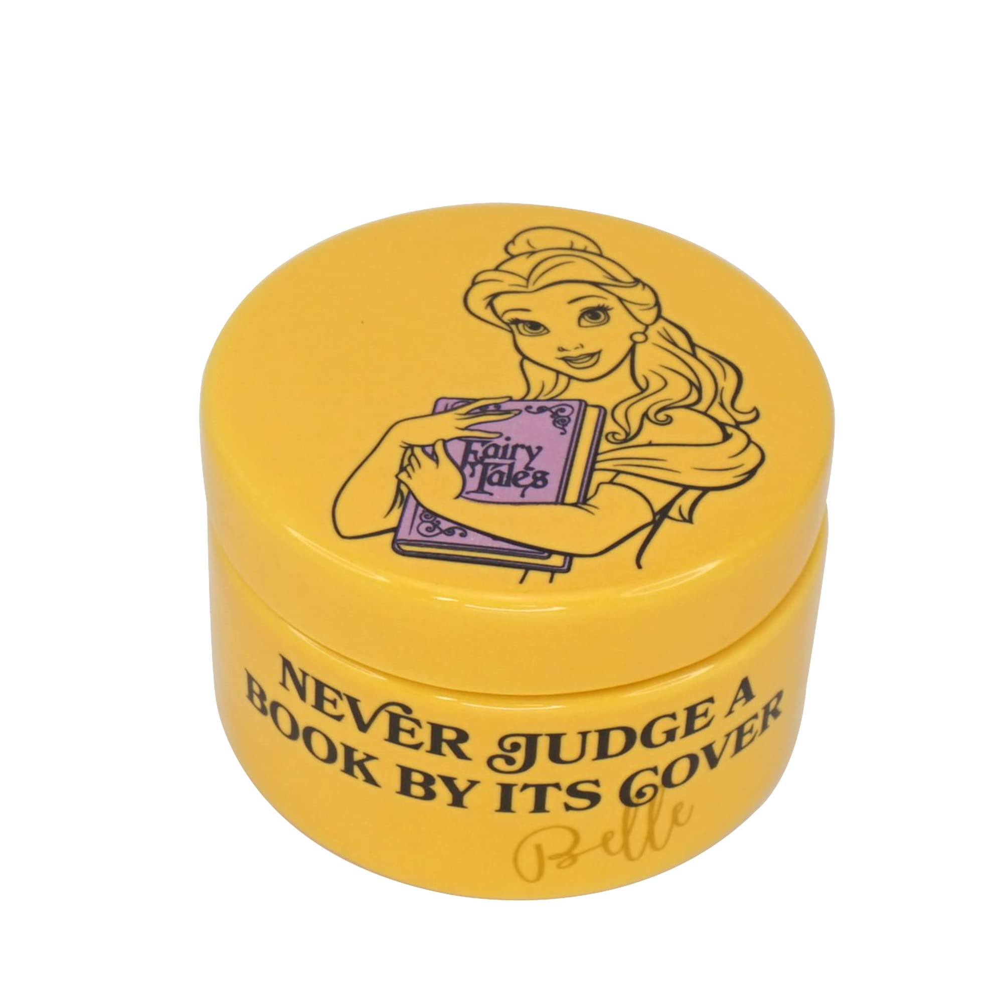 Half Moon Bay - Disney Beauty And The Beast Ceramic Trinket Box Round - Trinket Box With Lid - 5.5x7.7cm Home Princess - Belle