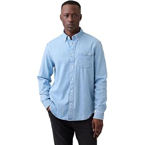 GAP Men's Long Sleeve Denim Woven Top