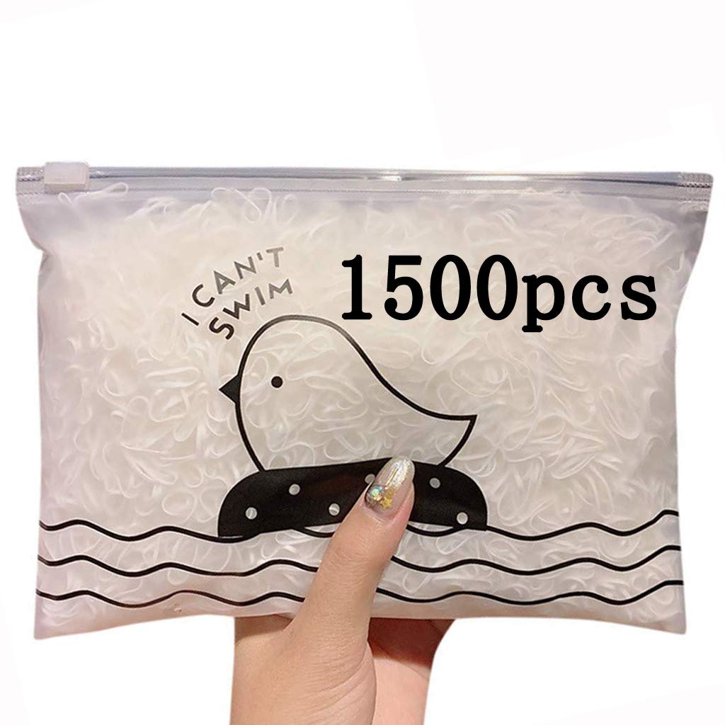 Clear Elastic Hair Bands，BEBEEPOO 1500pcs Mini Hair Rubber Bands with a Box/Bag, Soft Hair Elastics Ties Bands 2mm in Width and 30mm in Length-Hair Elastics - STRONG - REUSEABLE (bag) : Beauty