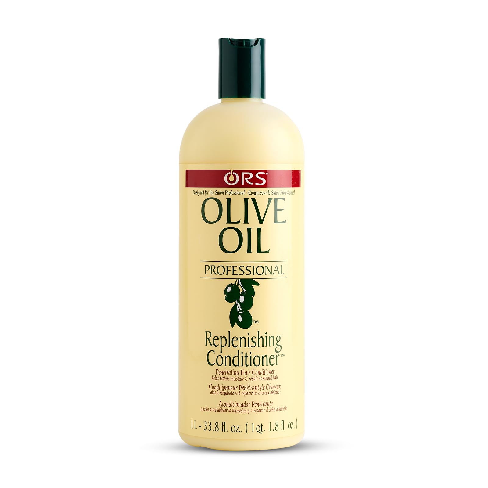 ORS Olive Oil Professional Replenishing Conditioner - 33.8 Ounce (Pack of 1), For Detangle, Smooth & Strong Hair From Root To Tip