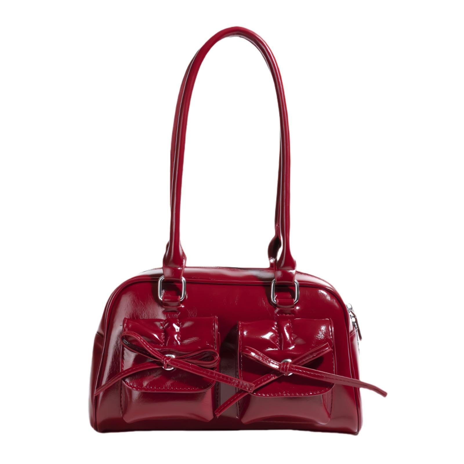 Handbag Lady Shoulder Bag Leather Shoulder Bag PU Leather Handbag Light Fashion Claret