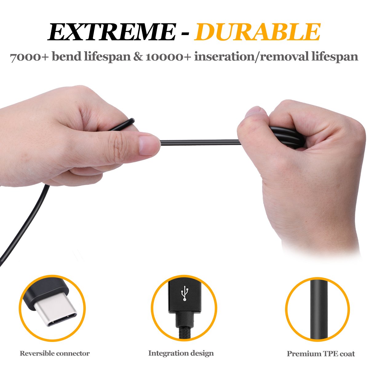 USB Type C Cable, JUD USB C to USB 2.0 Charger Cable(2 Pack, 3ft/6ft) TPE Fast Charging Cord Samsung Galaxy Note 8, S8, S8+, LG V20 V30 G5 G6, Nexus 6P 5X More (BLK)