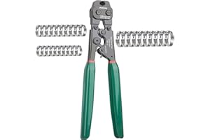 JWGJW Upgraded Pex Crimping Tool with 1/2" 10PCS & 3/4" 10PCS & 5/8" 10PCS PEX Clamps, PEX Clamp Cinch Tool Suitable for Crimping or Removing PEX Cinch Clamps Rings from 3/8 ‘’- 1’’ (JW-2002-1)
