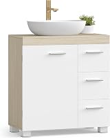 VASAGLE Under Sink Cabinet 30 x 60 x 64 cm Cloud White Beige 3 Drawers