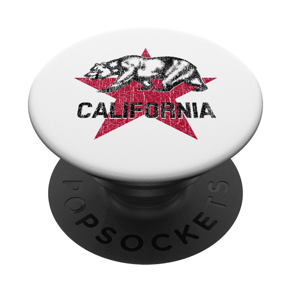 California Republic Flag Distressed Bear PopSockets Adhesive PopGrip