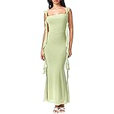 CIDER Formal Dresses for Women Wedding Guest Dresses Summer Maxi Dress Sleeveless Mesh Ruffle Cocktail Dress Elegant Outfits