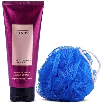 Plan 36.5 Korean Body Scrub with1 Loofah Tan Removal|Body Exfoliator With Walnut Shell Powder| Honey (200 ml)