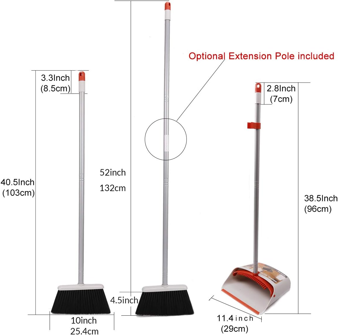 Broom and Dustpan for Home/Broom with Dustpan Combo Set/Dust Pan with Long Handle for Kitchen Room Office Lobby Floor Use Upright Standing Dustpan Indoor Broom Set: Home & Kitchen