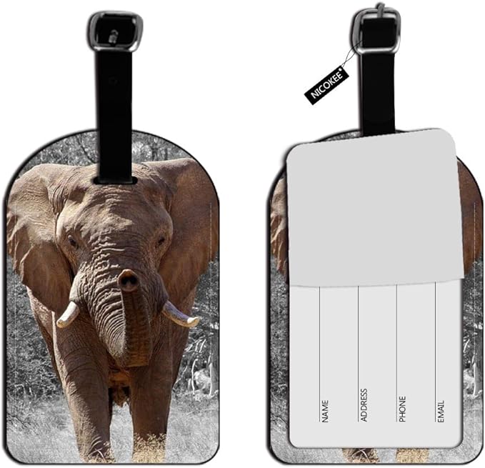 Nicokee African Elephant Luggage Tags Suitcase Labels Bag