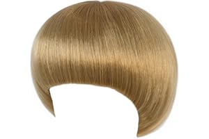ANOGOL Hair Cap + Short Blonde Bowl Cut Wig Men with Bangs Blonde Mushroom Wigs 60s Wig Mens Funny Wigs for Movie Halloween Cosplay Costume Party