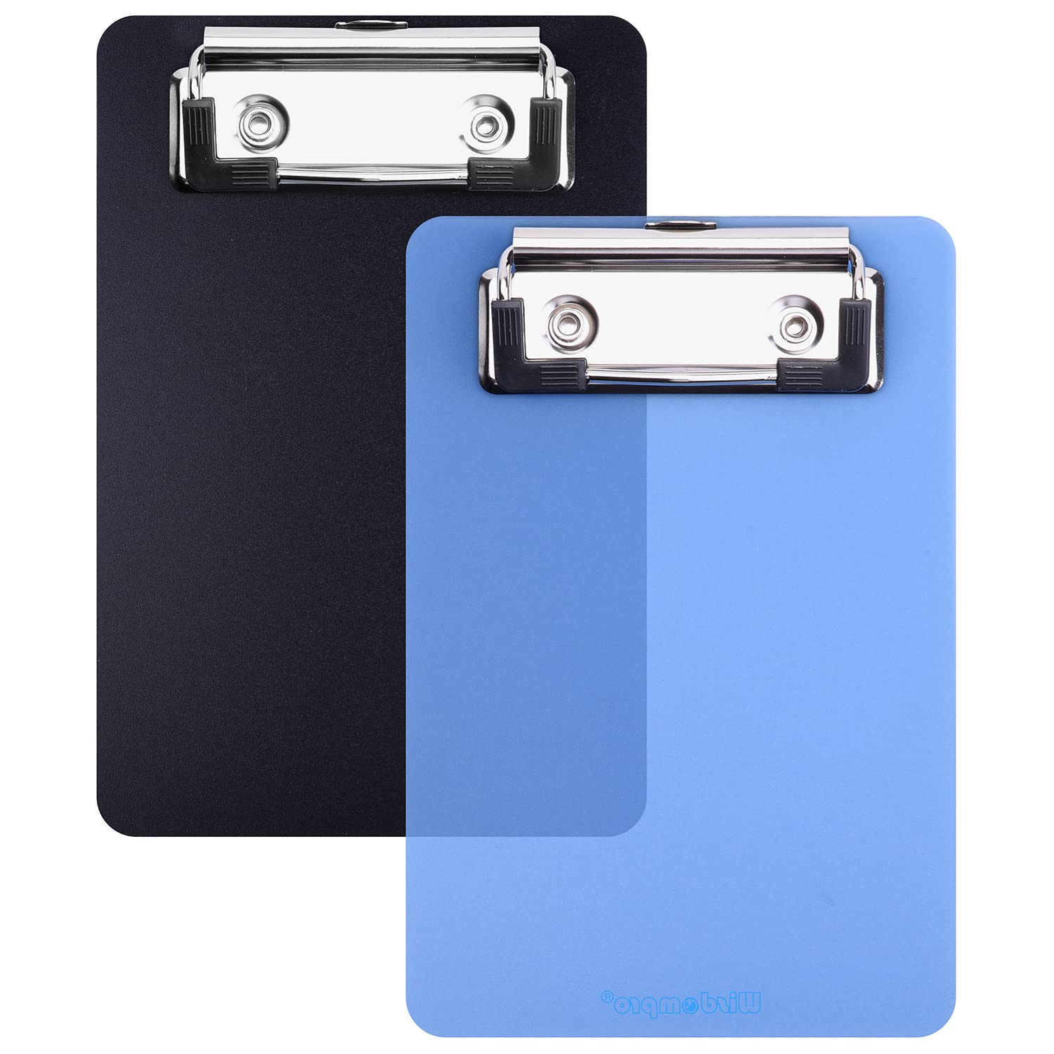 Wisdompro Mini Clipboard, 2 Pack 4" x 6" Small Clip Boards Pocket Clipboards, Plastic Clipboard for Notepads, Memo Size Receipt, Pocket Lists - Black, Blue