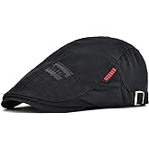 VOBOOM Men Cotton Adjustable Newsboy Beret Ivy Cap Cabbie Flat Hat