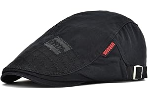 VOBOOM Men Cotton Adjustable Newsboy Beret Ivy Cap Cabbie Flat Hat