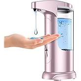 Ankilo 12.5 oz Automatic Liquid Soap Dispenser, Touch-Free Battery Operated Adjustable Soap Dispensing, Volume Premium for Kitchen Bathroom Toilet (Pink)