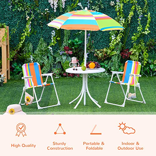 Outsunny Kids Folding Picnic Table And Chair Set Outdoor Garden Patio