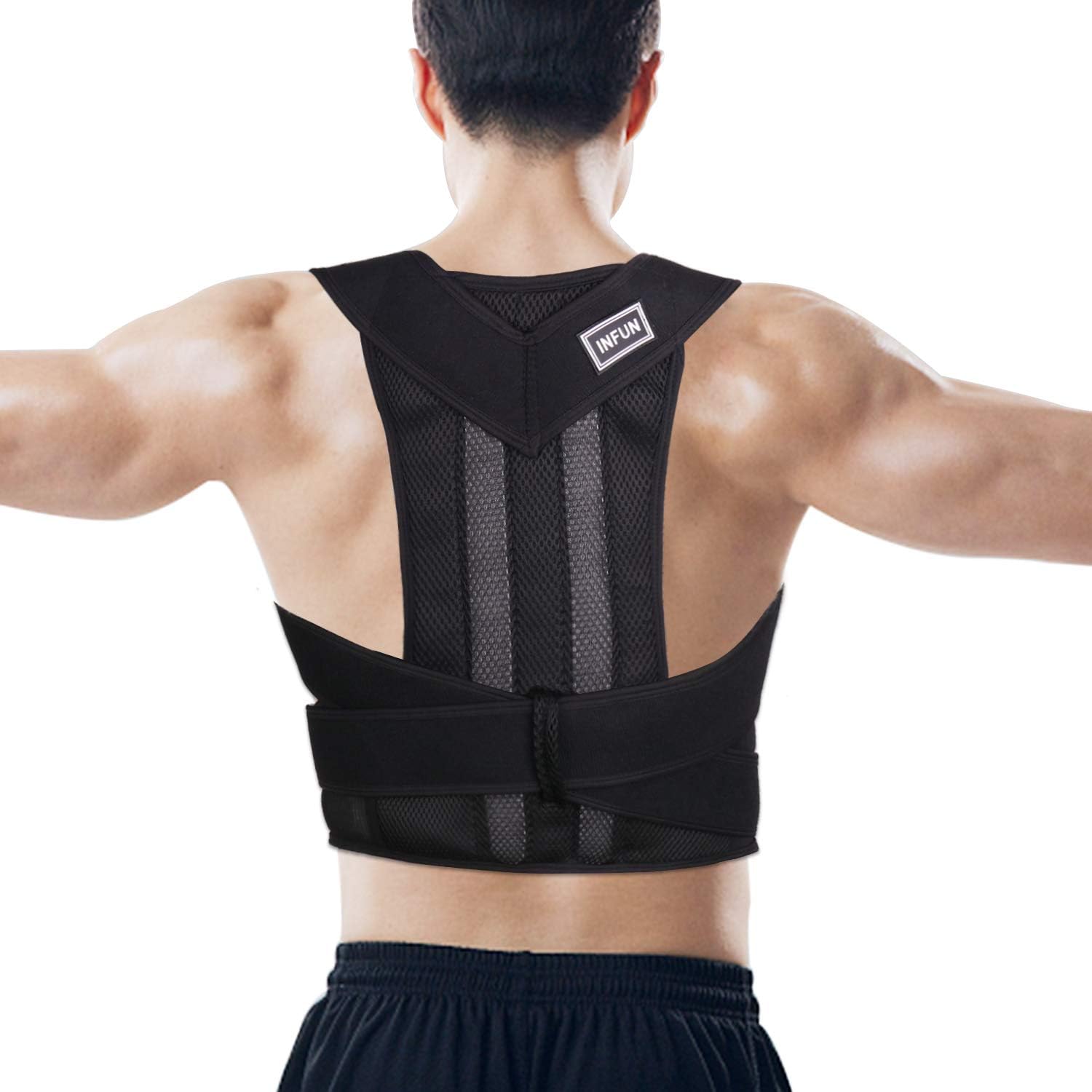 INFUN Adjustable Full Posture Corrector for Women and Men, Brace to Improve Posture and Provide Lumbar Support to Reduce Lower and Upper Back Pains,Comfortable and Discreet
