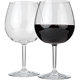 Lily's Home Unbreakable Pinot Noir and Burgundy Red Wine Glasses, Made of Shatterproof Tritan Plastic, Ideal for Indoor and Outdoor Use, Reusable and, Crystal Clear (22 oz. Each, Set of 2)