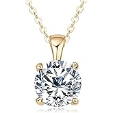 WOAINI Moissanite Pendant Necklaces for Women, 1-3 Ct Solitaire Moissanite Necklace Pendant, 16" & 2" Extender, Valentine's Day Anniversary Birthday Gift for Lady, 925 Sterling Silver 18K Gold Plated